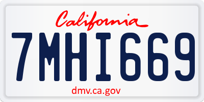 CA license plate 7MHI669
