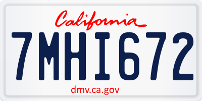 CA license plate 7MHI672