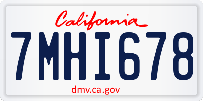 CA license plate 7MHI678