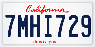 CA license plate 7MHI729
