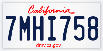 CA license plate 7MHI758