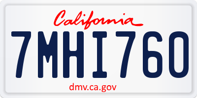 CA license plate 7MHI760