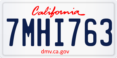 CA license plate 7MHI763