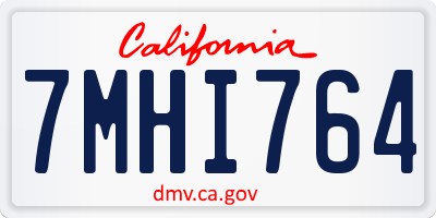 CA license plate 7MHI764