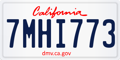 CA license plate 7MHI773