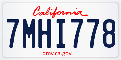 CA license plate 7MHI778