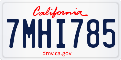 CA license plate 7MHI785