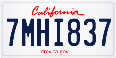 CA license plate 7MHI837