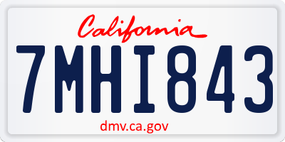 CA license plate 7MHI843