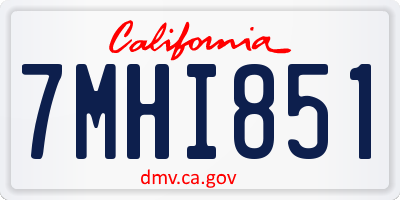 CA license plate 7MHI851