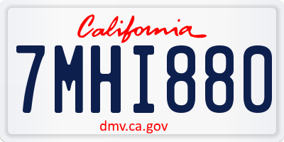 CA license plate 7MHI880