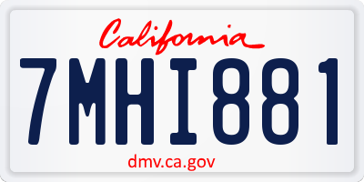 CA license plate 7MHI881
