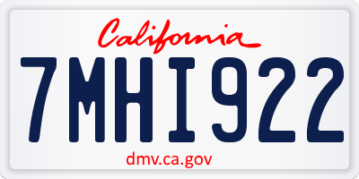 CA license plate 7MHI922