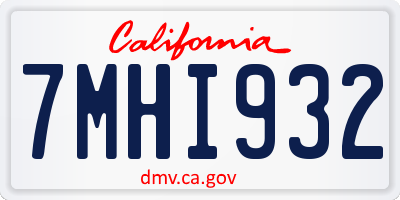 CA license plate 7MHI932