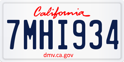 CA license plate 7MHI934