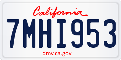 CA license plate 7MHI953