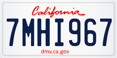 CA license plate 7MHI967