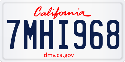 CA license plate 7MHI968