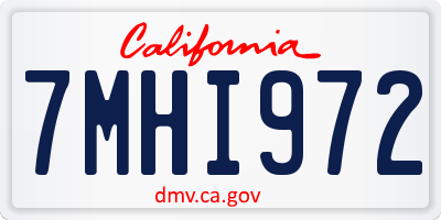 CA license plate 7MHI972