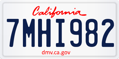 CA license plate 7MHI982