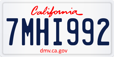 CA license plate 7MHI992