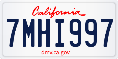 CA license plate 7MHI997