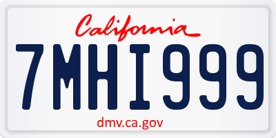 CA license plate 7MHI999