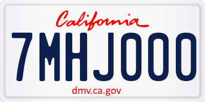 CA license plate 7MHJ000