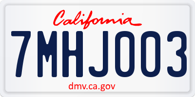 CA license plate 7MHJ003