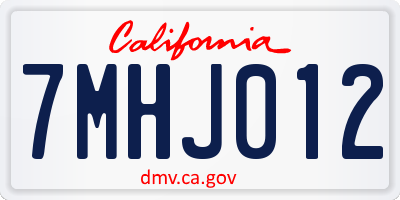 CA license plate 7MHJ012