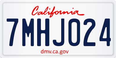 CA license plate 7MHJ024