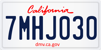 CA license plate 7MHJ030
