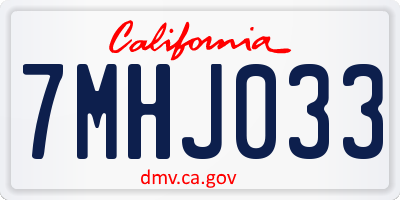CA license plate 7MHJ033