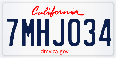 CA license plate 7MHJ034