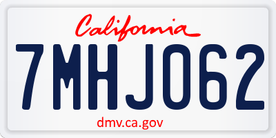CA license plate 7MHJ062