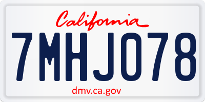 CA license plate 7MHJ078