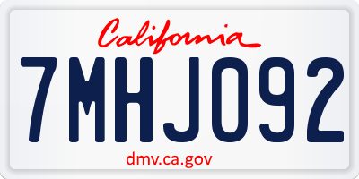 CA license plate 7MHJ092