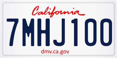 CA license plate 7MHJ100