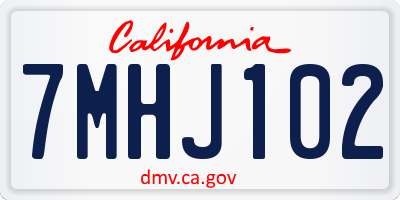 CA license plate 7MHJ102