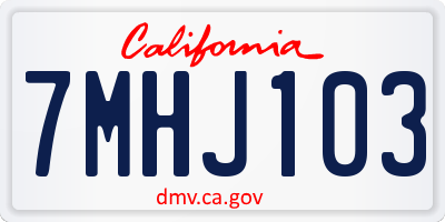 CA license plate 7MHJ103