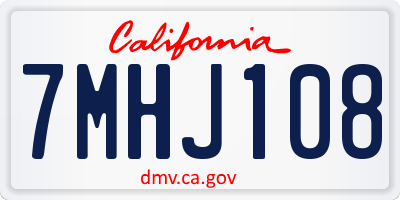CA license plate 7MHJ108