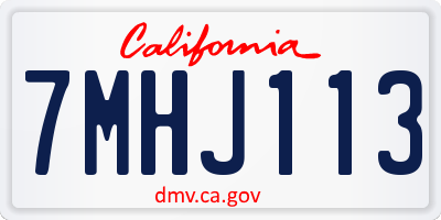 CA license plate 7MHJ113
