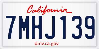 CA license plate 7MHJ139