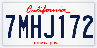 CA license plate 7MHJ172