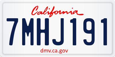 CA license plate 7MHJ191