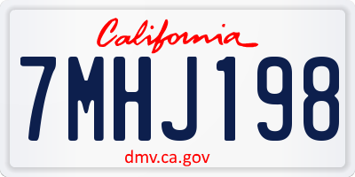 CA license plate 7MHJ198