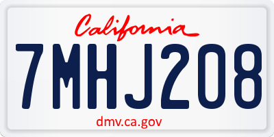 CA license plate 7MHJ208