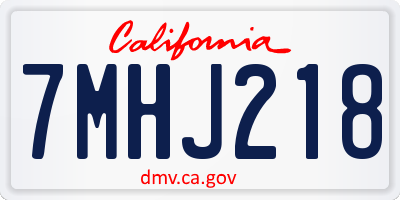 CA license plate 7MHJ218