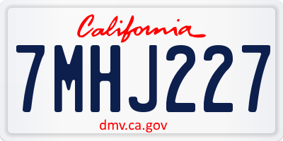 CA license plate 7MHJ227