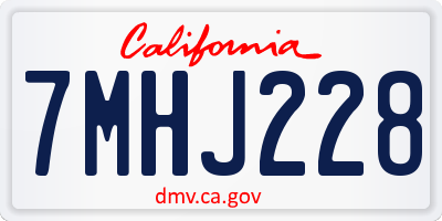 CA license plate 7MHJ228